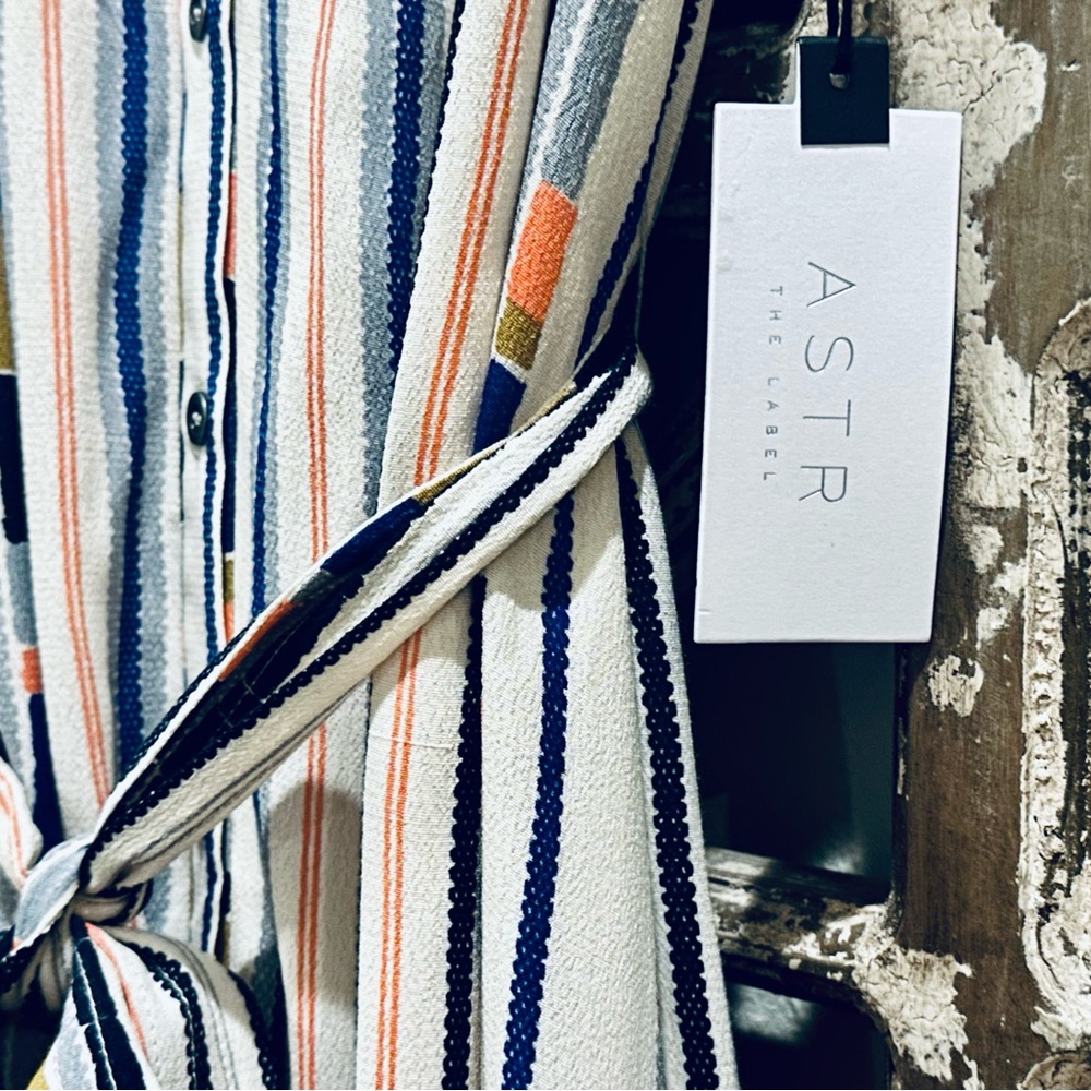 NWT Astr The Label Womens Andy Striped Midi Dress- Size Large - Picture 3 of 15